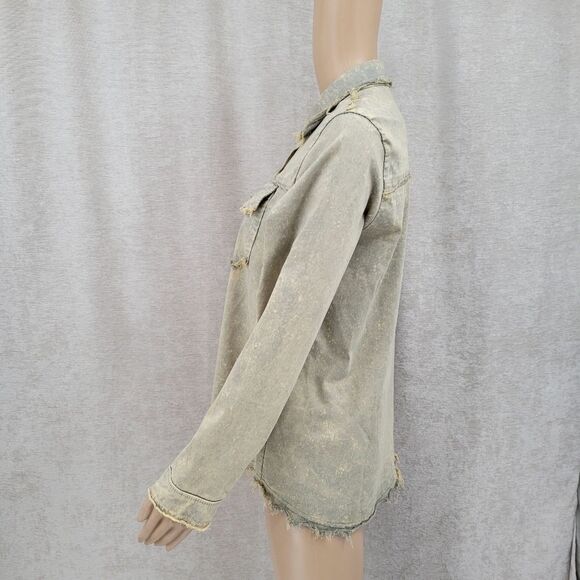 Venti6 Italian Distressed Button Down or Lightweight Schacket Women's Medium - Picture 3 of 8